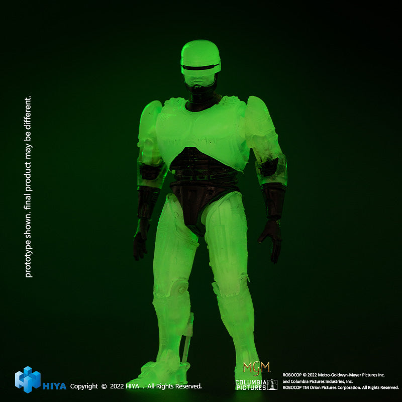 HIYA Exquisite Mini Series 1/18 Scale 4 Inch  ROBOCOP GLOW IN THE DARK PX Action Figure