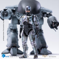 HIYA Exquisite Mini Series 1/18 Scale 4 Inch ED209 VS Robocop BattleDamage 2 Pack SDCC2022 Exclusive