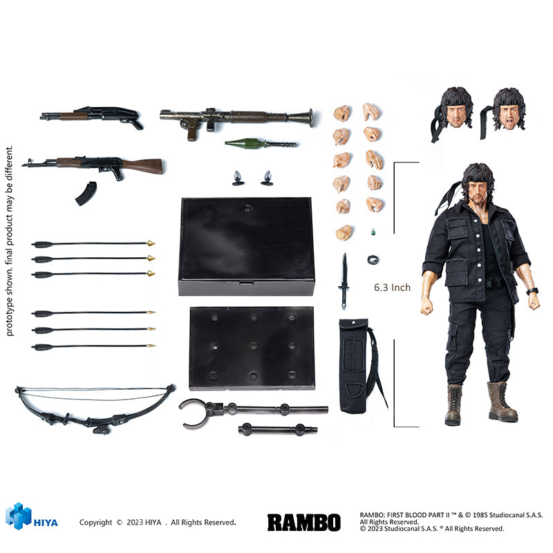 HIYA Exquisite Super Series 1/12 Scale 6.5 Inch FIRST BLOOD Part II  Rambo Action Figure