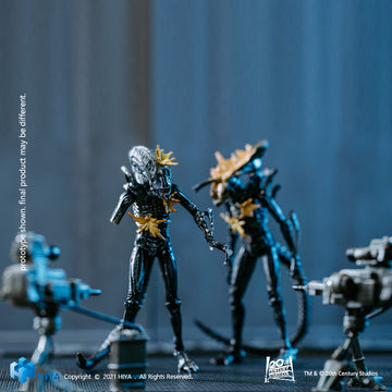 HIYA Exquisite Mini Series 1/18 Scale 5 Inch ALIENS Battle Damage Alien Warrior 2 Pack GameStop Exclusive Action Figure