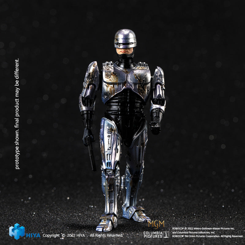 HIYA Exquisite Mini Series 1/18 Scale 4 Inch  ROBOCOP 1 Battle Damage Robocop Action Figure