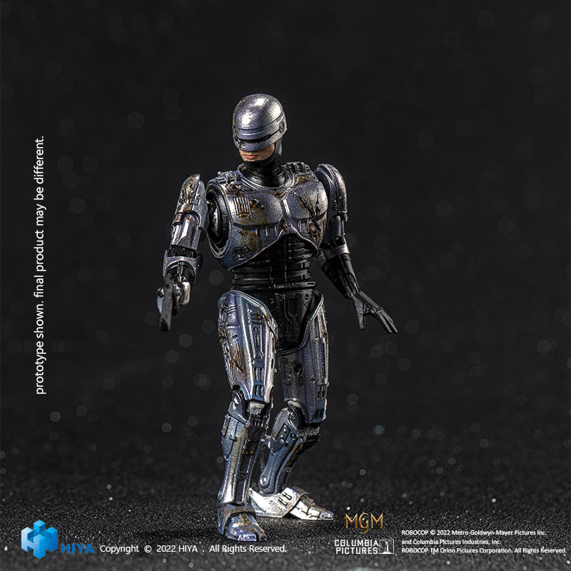 HIYA Exquisite Mini Series 1/18 Scale 4 Inch  ROBOCOP 1 Battle Damage Robocop Action Figure