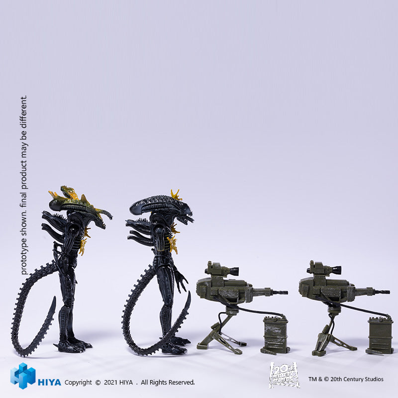 HIYA Exquisite Mini Series 1/18 Scale 5 Inch ALIENS Battle Damage Alien Warrior 2 Pack GameStop Exclusive Action Figure