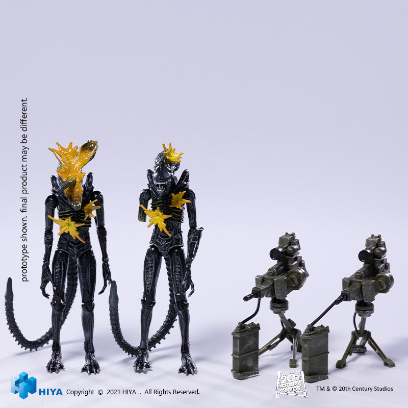HIYA Exquisite Mini Series 1/18 Scale 5 Inch ALIENS Battle Damage Alien Warrior 2 Pack GameStop Exclusive Action Figure