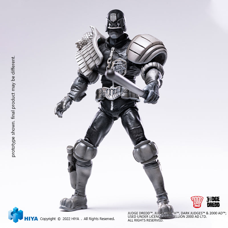 HIYA Exquisite Mini Series 1/18 Scale 4 Inch JUDGE DREDD Black and White Judge Dredd Action Figure