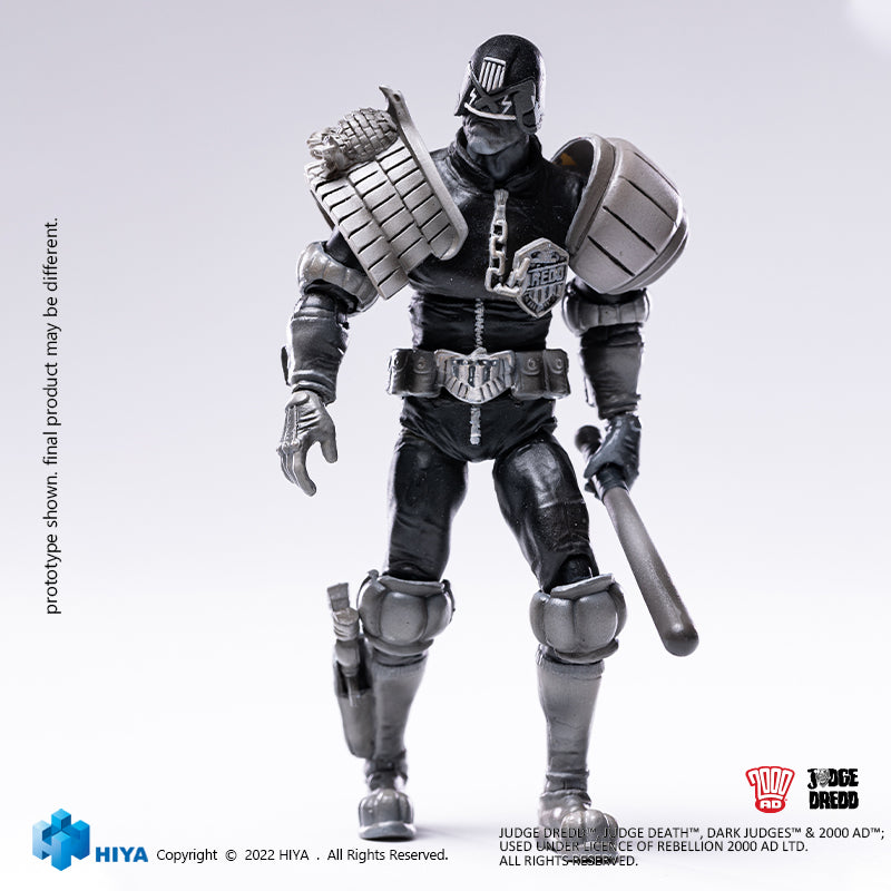 HIYA Exquisite Mini Series 1/18 Scale 4 Inch JUDGE DREDD Black and White Judge Dredd Action Figure