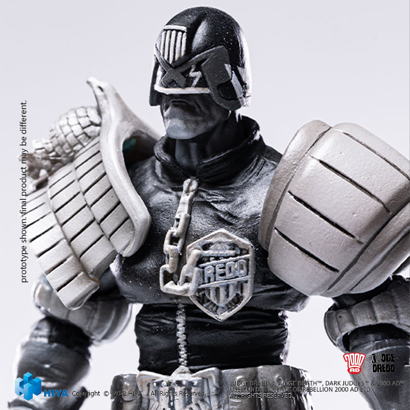 HIYA Exquisite Mini Series 1/18 Scale 4 Inch JUDGE DREDD Black and White Judge Dredd Action Figure