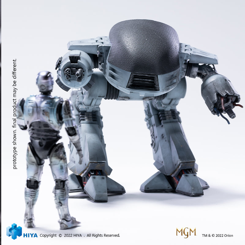 HIYA Exquisite Mini Series 1/18 Scale 4 Inch ED209 VS Robocop BattleDamage 2 Pack SDCC2022 Exclusive