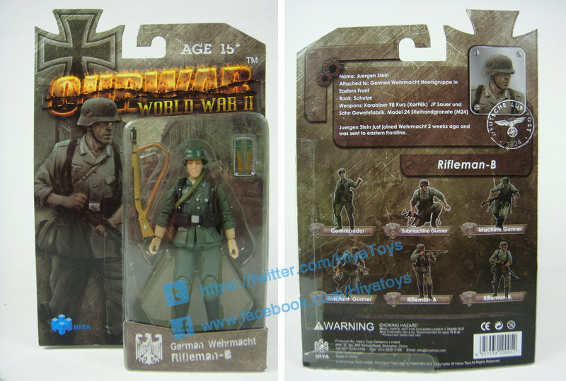 HIYA OURWAR Series 1/18 Scale 4 Inch MILITERY GERMAN WEHRMACHT  RiflemanB Action Figure