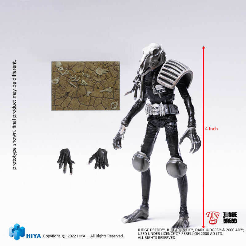 HIYA Exquisite Mini Series 1/18 Scale 4 Inch JUDGE DREDD Black and White Judge Mortis Action Figure